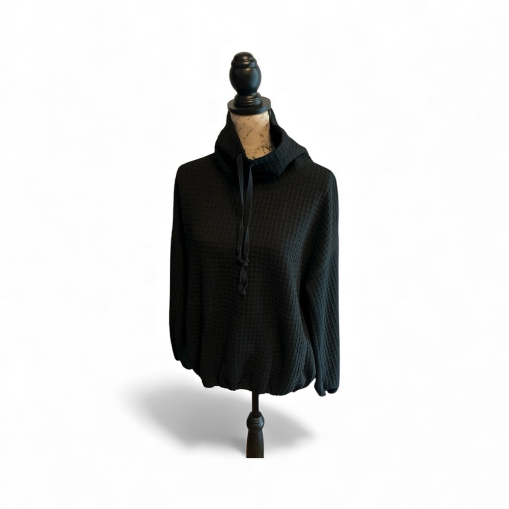 Max Studio Waffle Knit Long Sleeve Cowl Neck Pullover Large